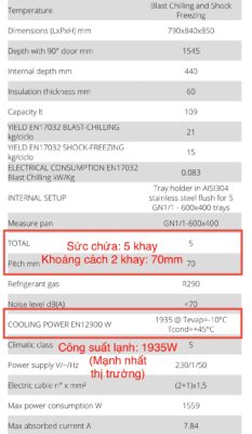 Tủ cấp đông siêu tốc COOLING POWER 1935 W , tốc độ làm lạnh nhanh nhất